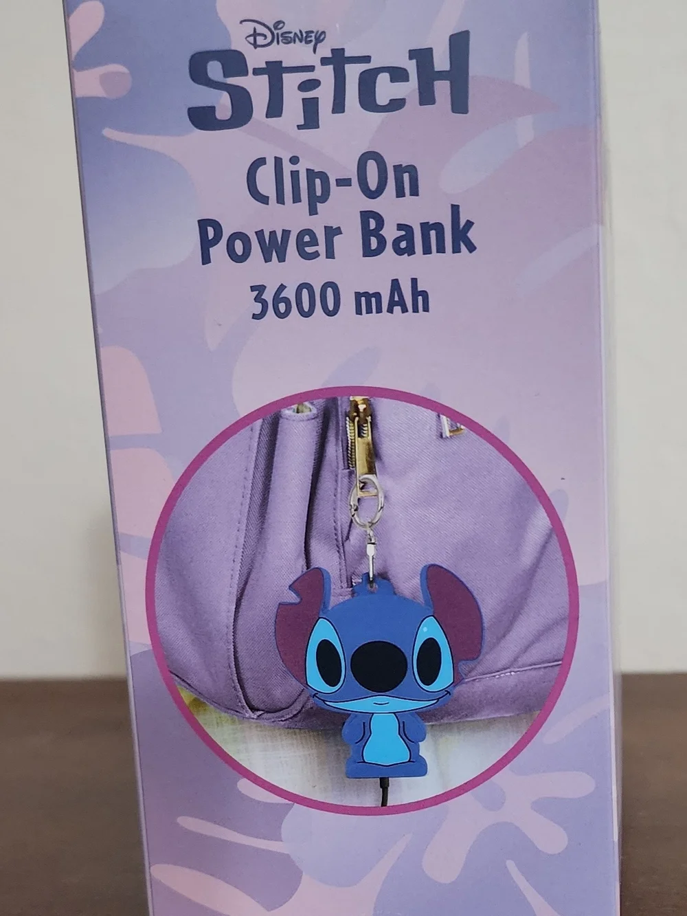 Disney Stitch Clip-On Power Bank - Light Purple with Blue Charm